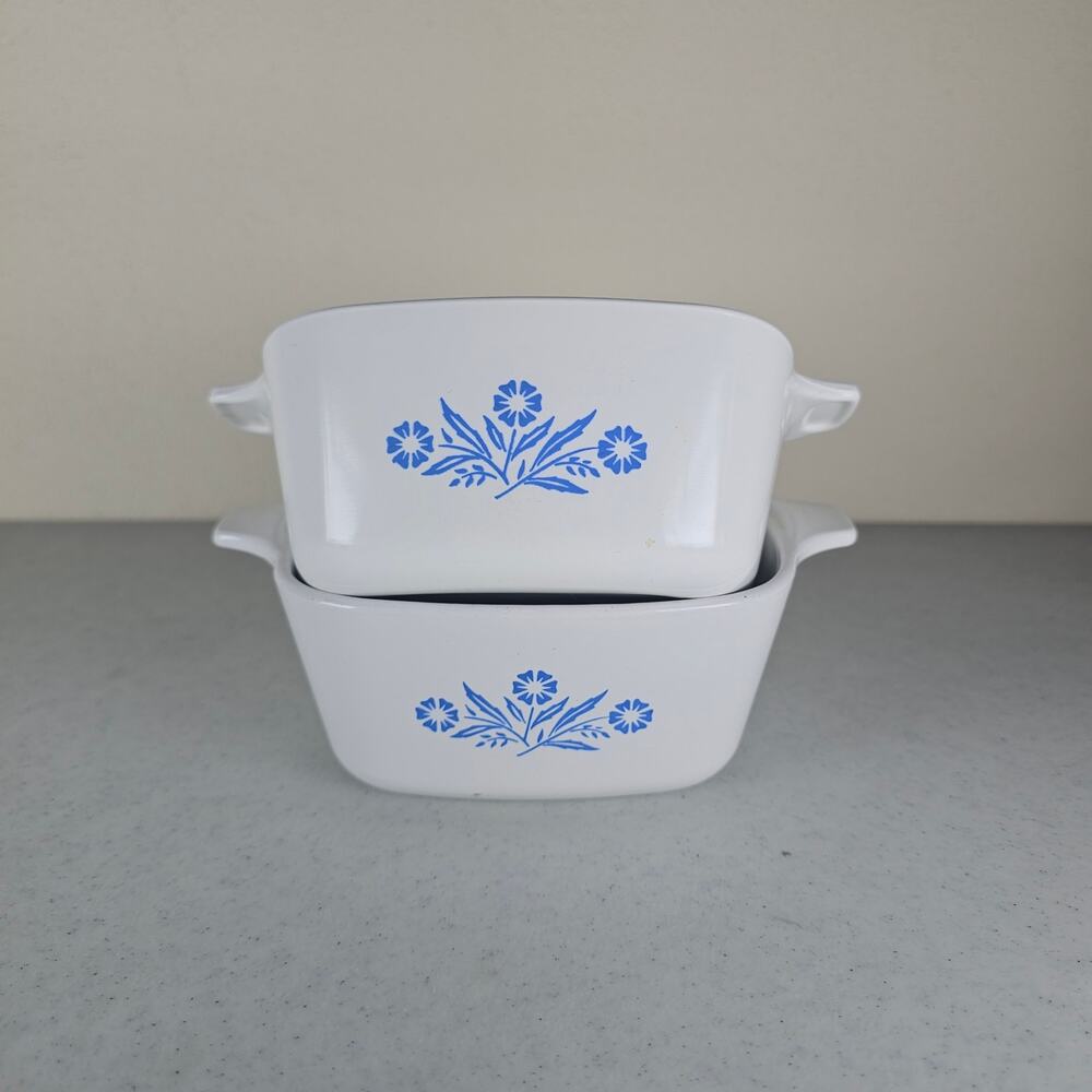 2 Corning Ware BLUE CORNFLOWER 2 3/4 Cup 700ML Casserole Dishes P-43-B
